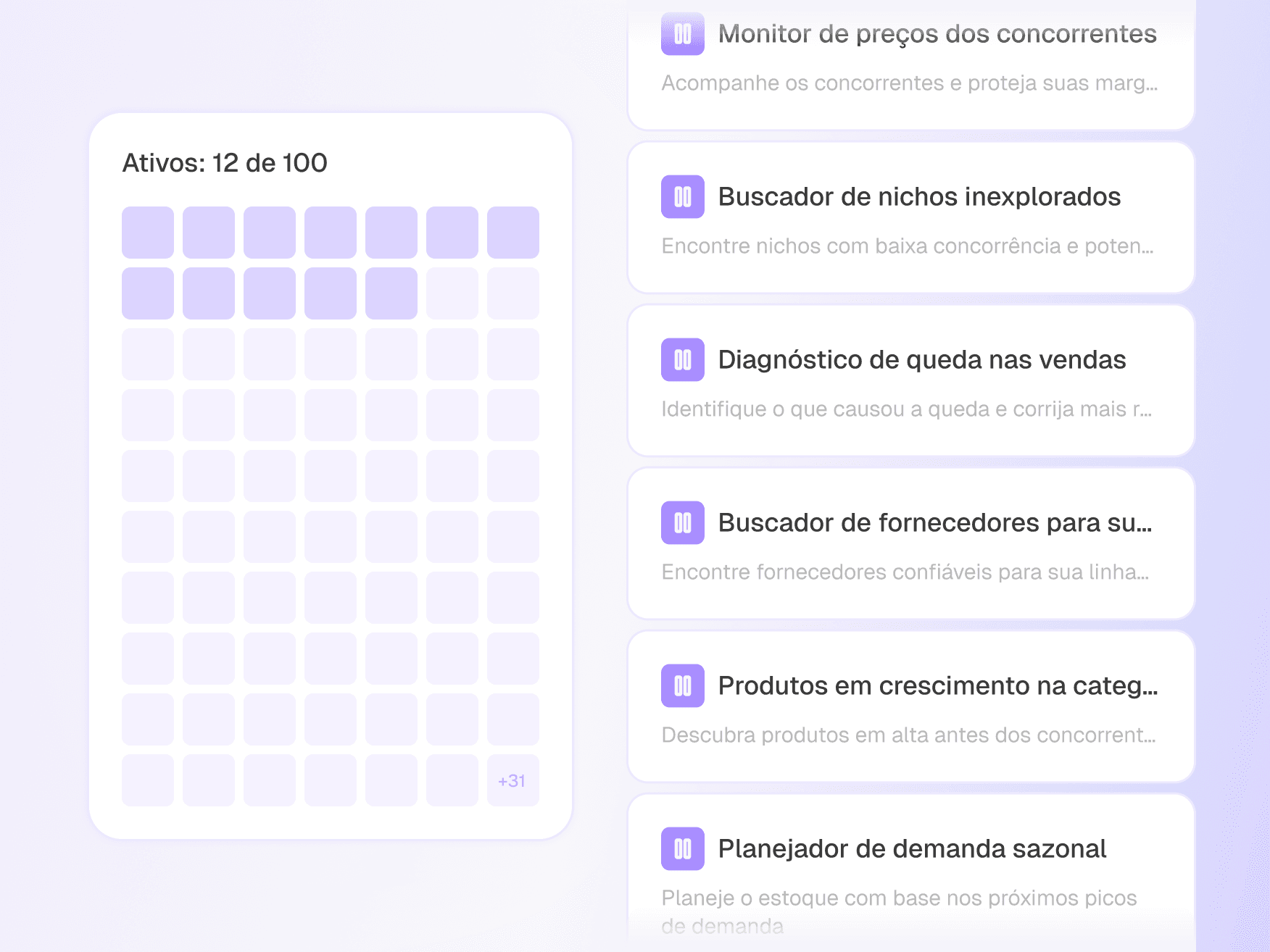 Prévia do painel de agentes da JoomAI